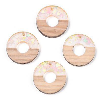 Transparent Resin & White Wood Pendants