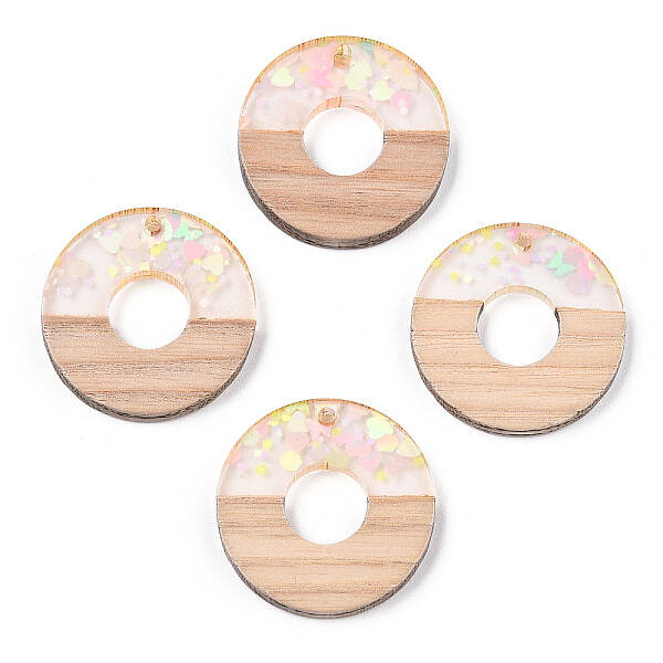 Transparent Resin & White Wood Pendants