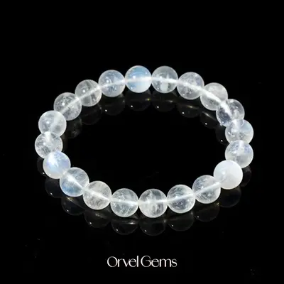 Radiant Rainbow Blue Moonstone Bracelet (4-12mm) | June Birthstone for Emotional Balance, New Beginnings & Inner Glow | Perfe...