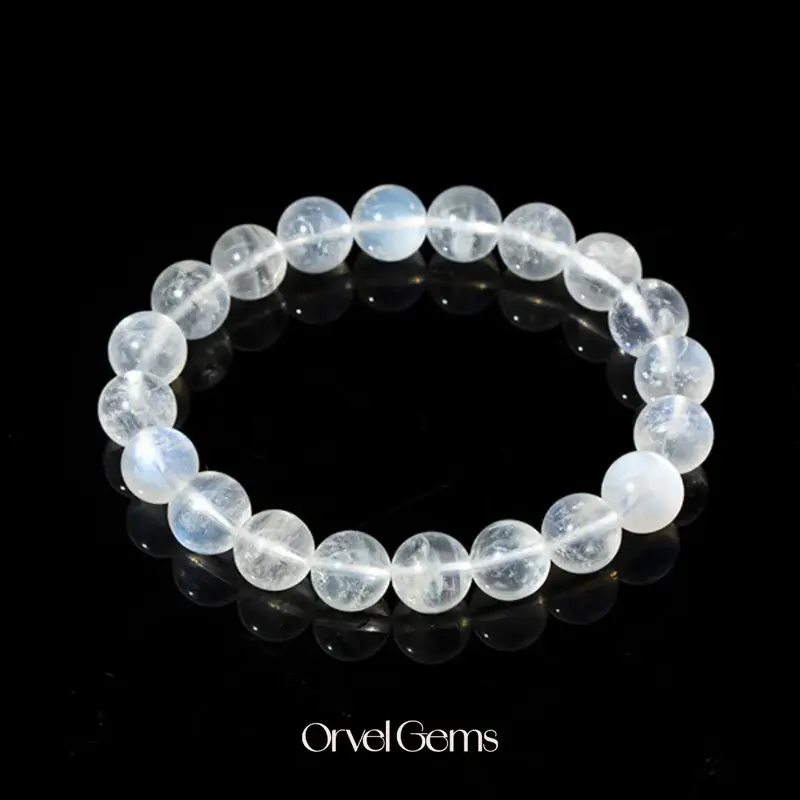 Radiant Rainbow Blue Moonstone Bracelet (4-12mm) | June Birthstone for Emotional Balance, New Beginnings & Inner Glow | Perfe...