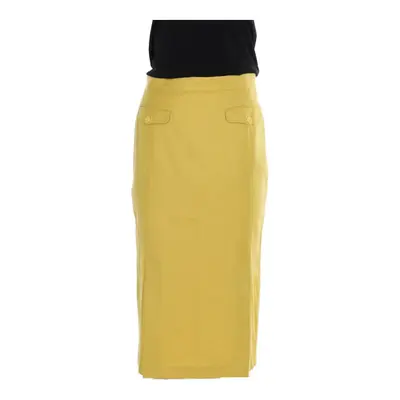 Wood House Midi Skirt - 28W UK 8 Yellow Merino Wool