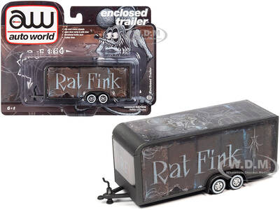 4-Wheel Enclosed Car Trailer Dark Gray with Graphics \