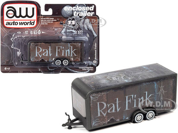 4-Wheel Enclosed Car Trailer Dark Gray with Graphics \