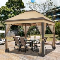 Yaheetech Pop Up Gazebo Outdoor Canopy Shelter, Instant Patio Gazebo Sun Shade Canopy Tent with 4 Sandbags, Double Tiers & Me...