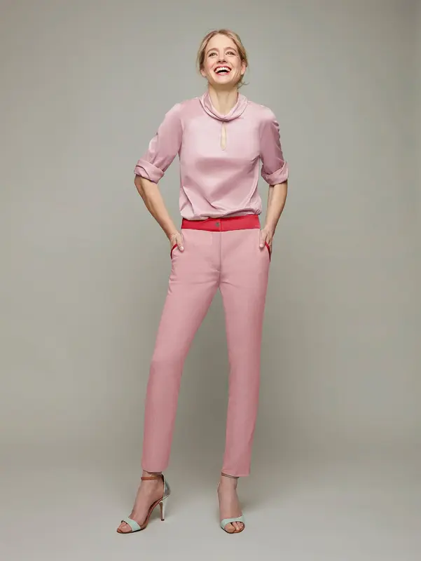OBELISK | Tapered Cropped Trousers | Color: Strawberry | Size: XS