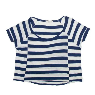 ABERCROMBIE & FITCH Oversized Top Blue Striped Short Sleeve Womens S