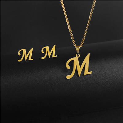 Golden Stainless Steel Initial Letter Jewelry Set