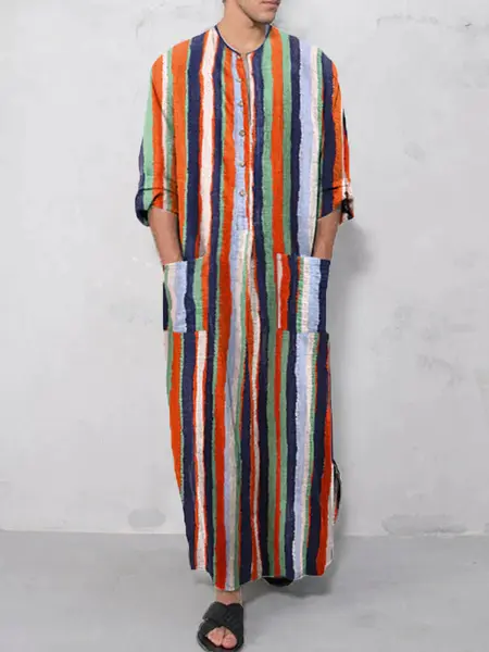 Long-sleeve One-piece Shirt, Orange / M