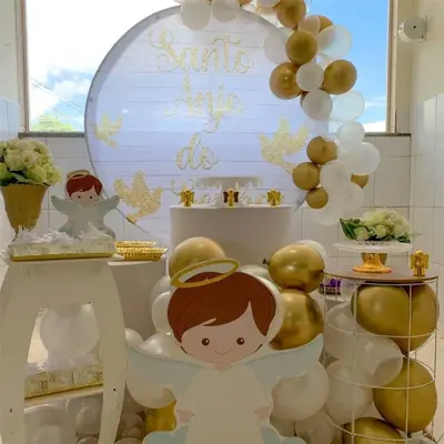 Aperturee Gold Glitter Angle Round White Baby Shower Backdorp | Custom Round Backdrop | Baby Shower Backdrop Ideas | Round Ba...