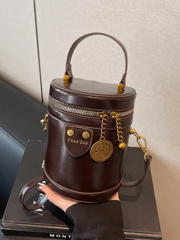 Women's Elegant Solid Color Compact Handbag, Fashionable PU Leather Crossbody Bag for Daily Used, Casual Trendy Versatile Hi...