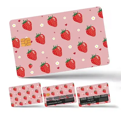 Cartoon Strawberry Pattern Credit Card Skins, Waterproof & Scratch Resistant Key Card Sticker, Bank Card Sticker for Credit...