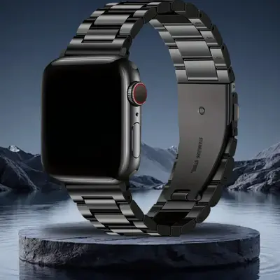 Stainless Steel Watch Band (Only Band), 1 Count Three-bead Folding Buckle Design Smart Watch Band with Adjustable Tool, Smart...