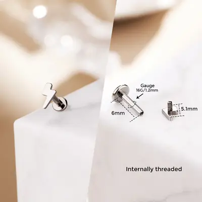 Cute Shape Titanium Internally Threaded  Helix Stud - Lightning Bolt