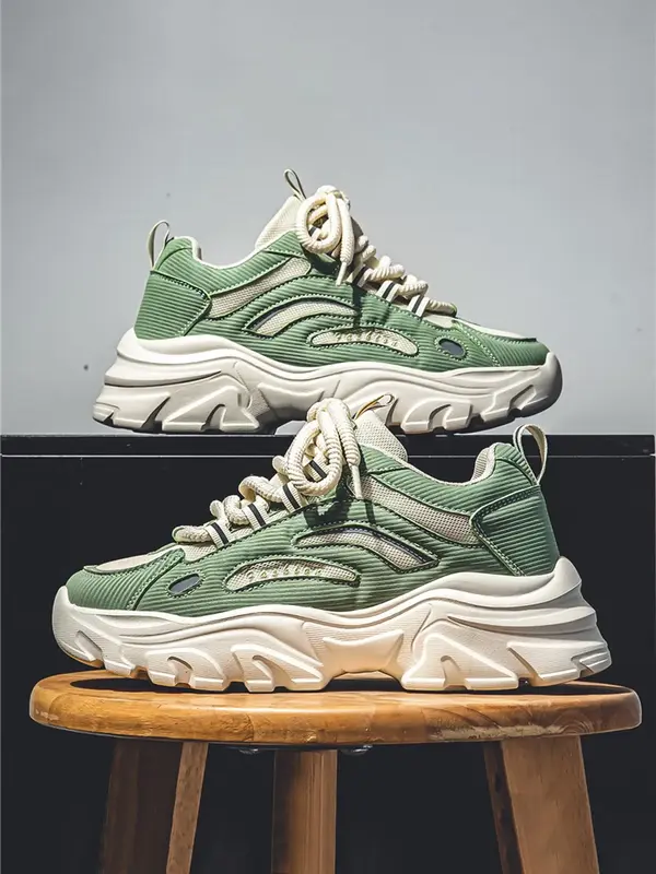 Men's Fashionable Colorblock Lace Up Front Contrast Mesh Athletic Shoes, Low Top Sneakers, Sports Shoes, Casual Comfortable B...