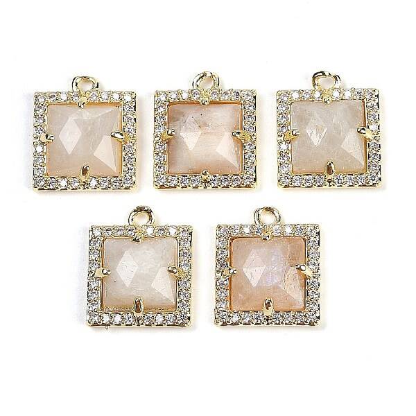 Natural Moonstone Faceted Square Charms