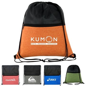 150 Custom Ridge Drawstring Backpack - Polyester & Zippered Pocket