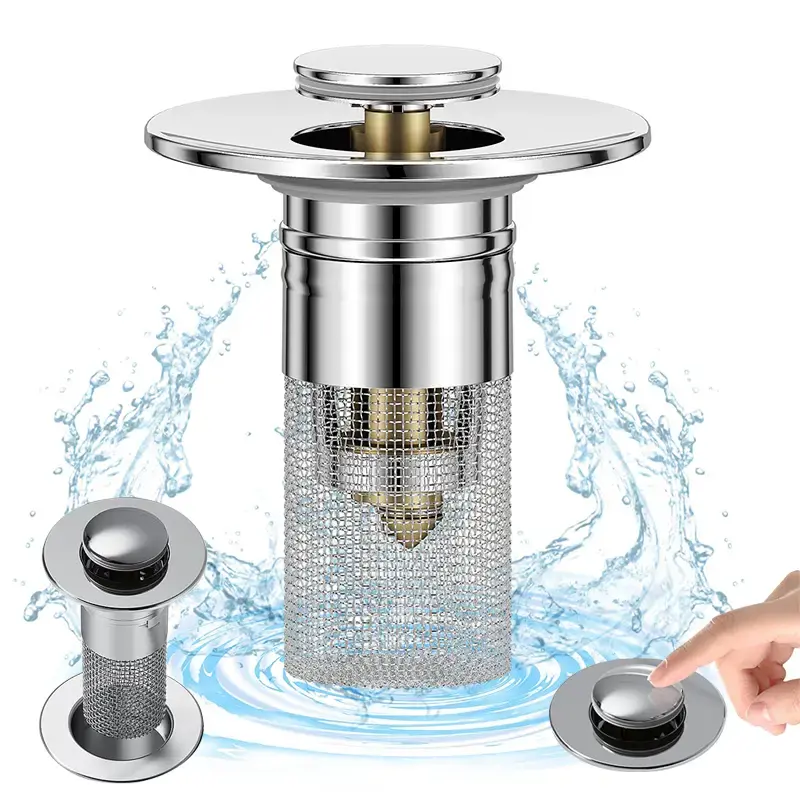 FECOOR Travel Multipurpose Drain Hair Catcher Portable Shower Drain Hair Stopper with Rubber Leakproof Ring Stainless Steel M...