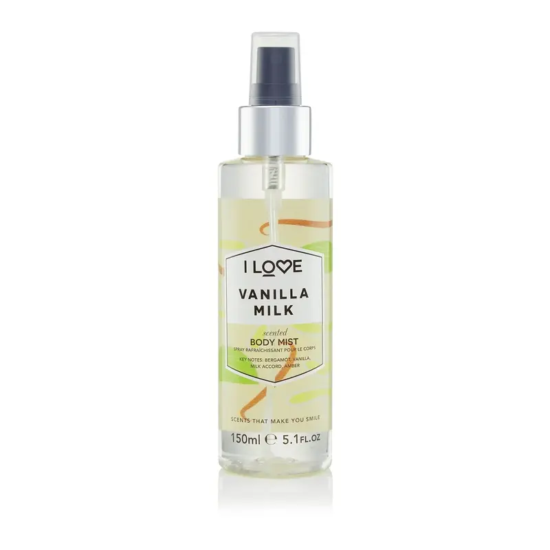 I Love, Signature Collection, Vegan, Spray Spray, Vanilla Milk, All Over Body, 165ml