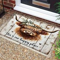 Highland Cow Pattern Door Mat, Non-slip Washable Floor Mat, Decorative Carpet for Home Kitchen Living Room Outdoor Entrance