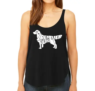 Golden Retriever - Women's Premium Word Art Flowy Tank Top - Medium