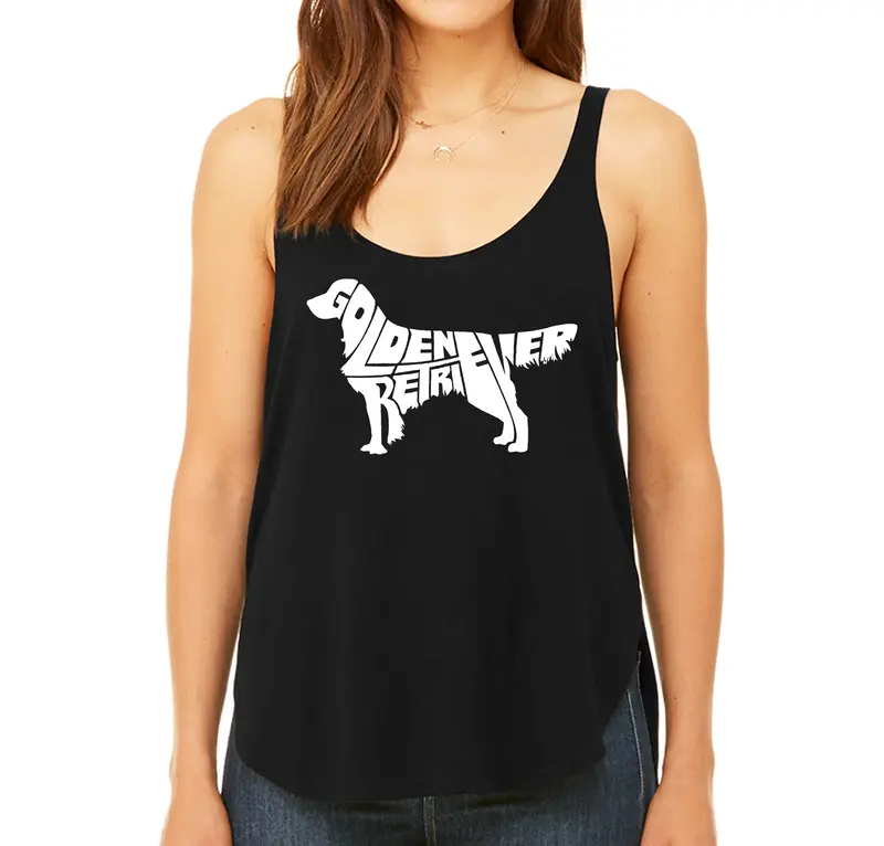 Golden Retriever - Women's Premium Word Art Flowy Tank Top - Medium