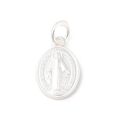 999 Fine Silver Oval with Virgin Religious Medal Charms with Jump Rings