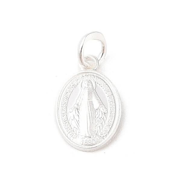 999 Fine Silver Oval with Virgin Religious Medal Charms with Jump Rings