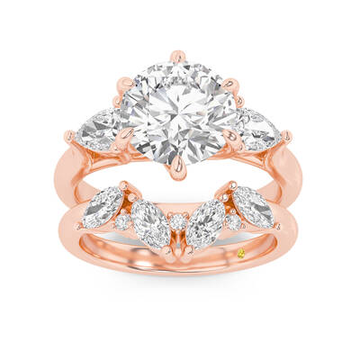 Lumina Lab Grown Round Diamond Engagement Ring with the Annabella Wedding Band | 14K Rose Gold 1 3/4 ct. tw.
