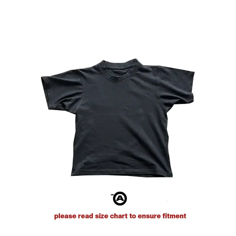 300GSM Washed Black T-Shirt Cropped