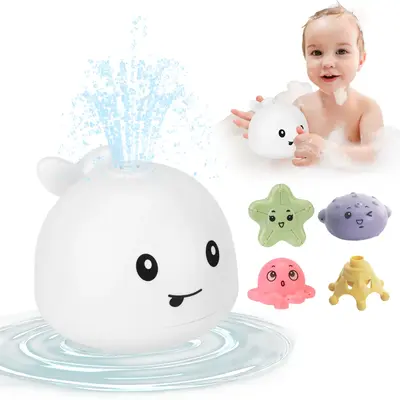 Water Spray Toy Baby Bath Toys, Toddler Bathtub Toys for Kids Ages 1-3, Light Up Whale Bath Toy Sprinkler, Pool Water Toy, In...