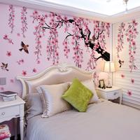 Peach Blossom Tree & Bird Pattern Wall Sticker, 4 Sheets/set Self Adhesive Wall Decal, Decorative Sticker for Home Living Roo...