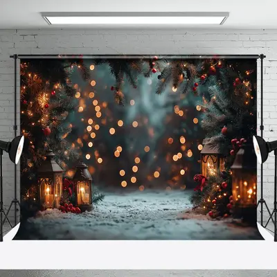 Blurry Light Glitter Snowy Path Christmas Backdrop - Aperturee