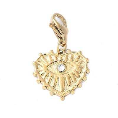 304 Stainless Steel Rhinestone Heart with Eye Pendant Decoration