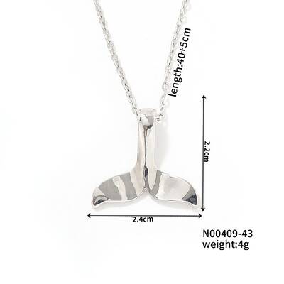 Simple Brass Cable Chain 3D Dolphin Tail Cool Cute Fashion Pendant Necklaces