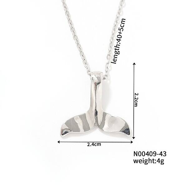 Simple Brass Cable Chain 3D Dolphin Tail Cool Cute Fashion Pendant Necklaces