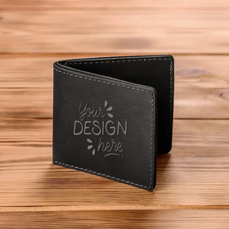 Leather Wallet - Black-One Side