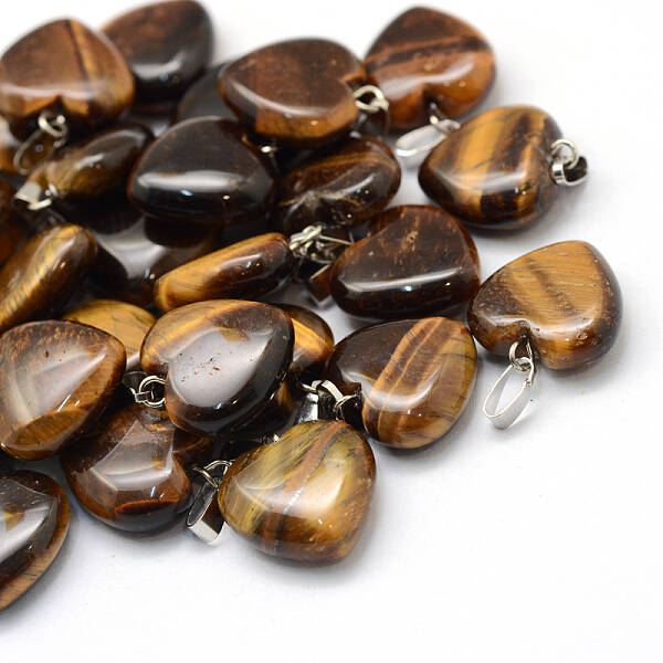 Heart Natural Tiger Eye Pendants