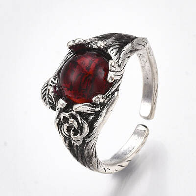 Alloy Glass Cuff Finger Rings