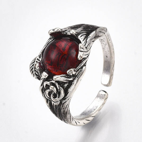 Alloy Glass Cuff Finger Rings