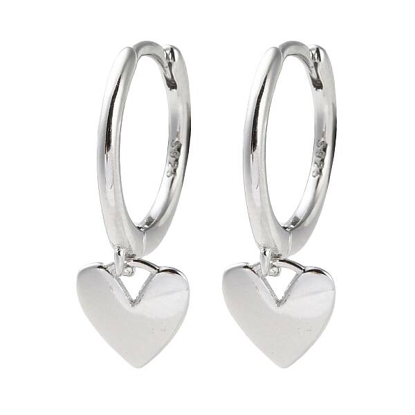 925 Sterling Silver Heart Hoop Earrings