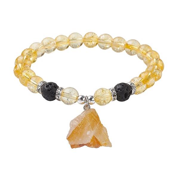 Natural Yellow Quartz Beaded Stretch Bracelets
