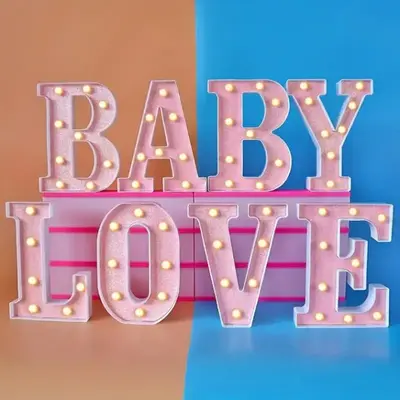 LED Letter Light, 1 Count Battery Powered Night Light (No Battery), Decorative Light for Home, Bar, Wedding, Birthday Party O...