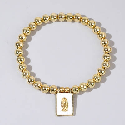 Personality Brass Round Bead Beaded Stretch Bracelets