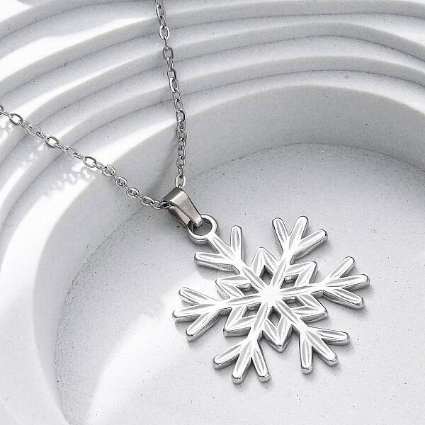 Snowflake 304 Stainless Steel Pendant Necklaces