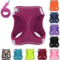 Dog Harness with Leash Set, No-Pull Step-in Reflective Pet Harness with 1 Leash Clips, Adjustable Soft Padded Easy Walk Dog V...