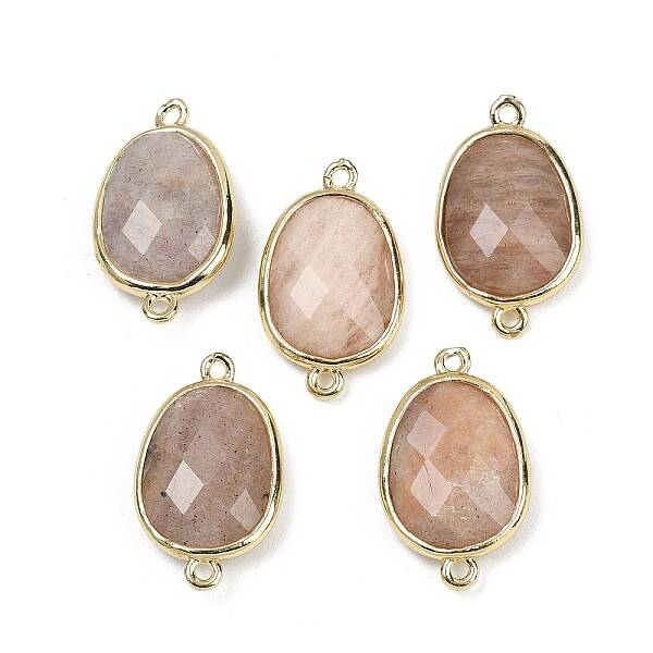 Natural Sunstone Faceted Connector Charms