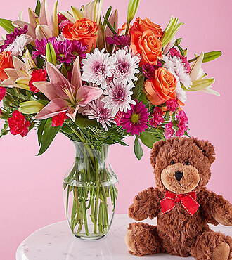 Here's Looking at You Bouquet and Bear Set