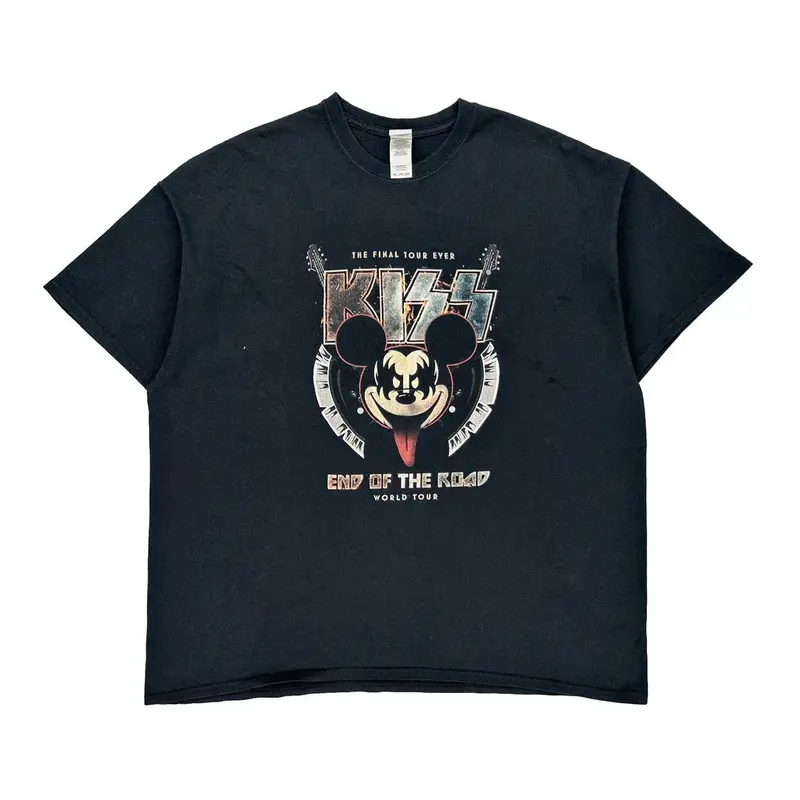 Kiss End Of The Road World Tour Gildan Band T-Shirt - 2XL Black Cotton