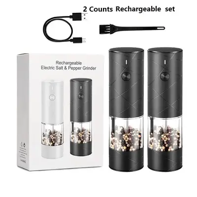 Rechargeable Pepper & Salt Mill, USB Charging Electric Salt & Pepper Mill for Summer, Household Kitchen Appliances for Daily...