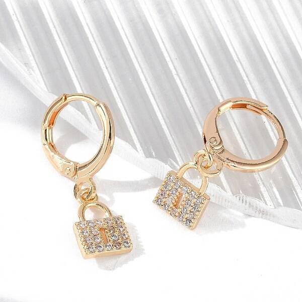 Brass Micro Pave Clear Cubic Zirconia Leverback Earrings